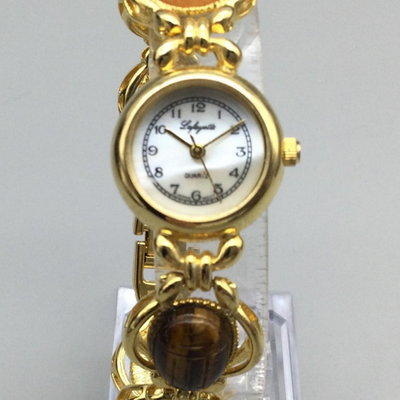 Vintage Lafayette Scarab Gemstone Bracelet Watch Womens Gold  display picture 3
