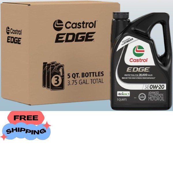 Castrol EDGE 0W-20 Advanced Full Synthetic Motor Oil, 5 Quarts, Pack of 3 new