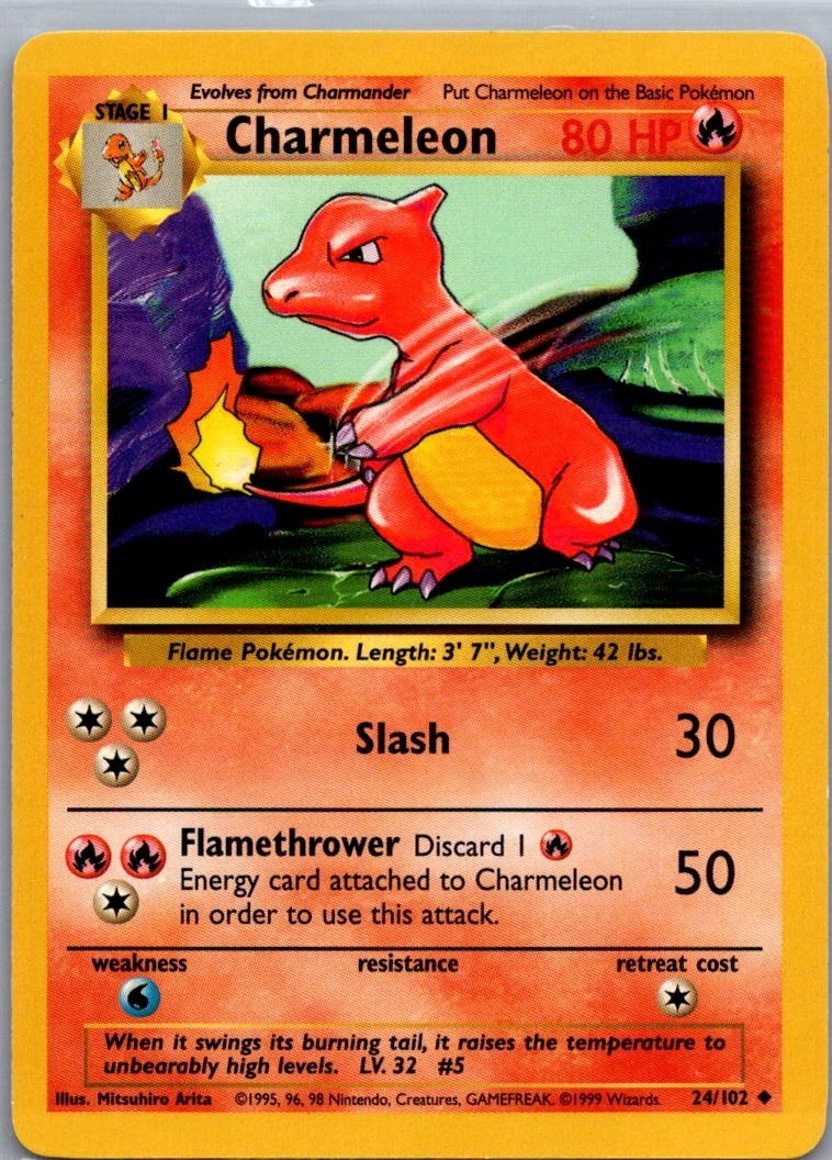 Charmeleon 24/102 Base Set Uncommon NM Pokemon TCG