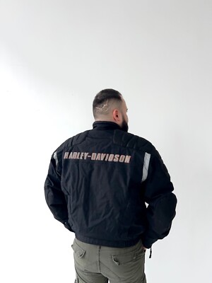 ジャケット・アウター VINTAGE Harley-Davidson Motorcycle Jkt Harley Davidson Vintage Motorcycle Embroidered Logo Jacket