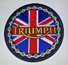 Triumph Motorcycle Biker British Embroidered Patch~3 3/8" Round~Iron Sew On