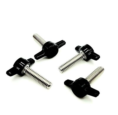 1/4''-20 x 1'' Thumb Screws T Bolts Black Tee Wing Hand Knob Stainless Pack of 6