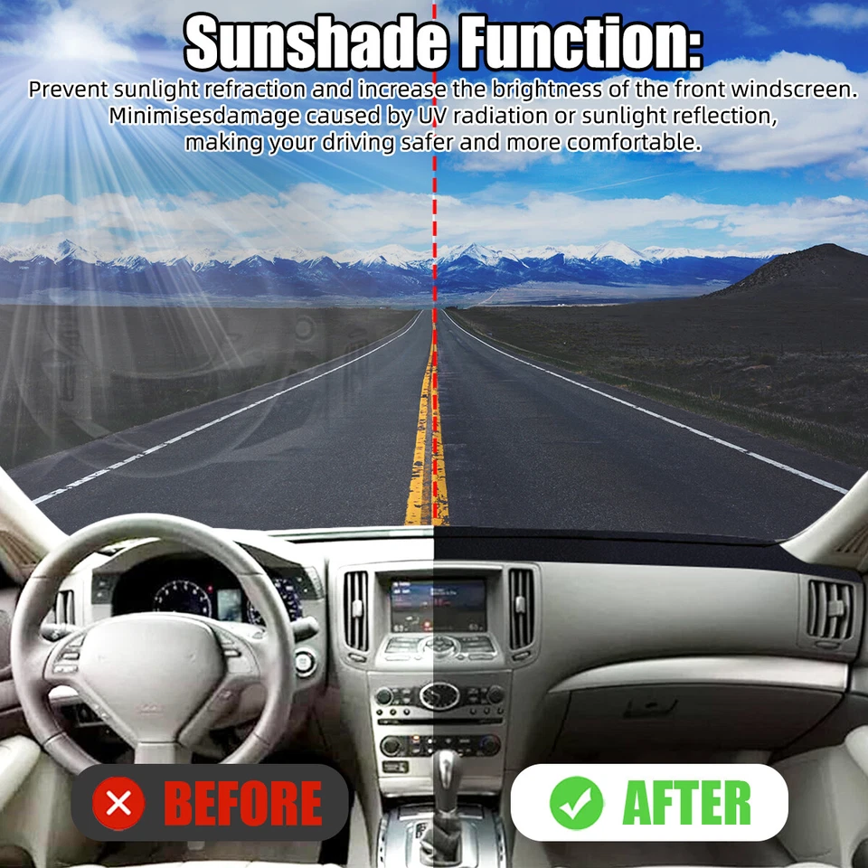 Se adapta a INFINITI G20 G35 G37 2008-2013 CUBIERTA DE TABLERO ALFOMBRILLA TABLERO PAD/NEGRO Foto 2 de 4