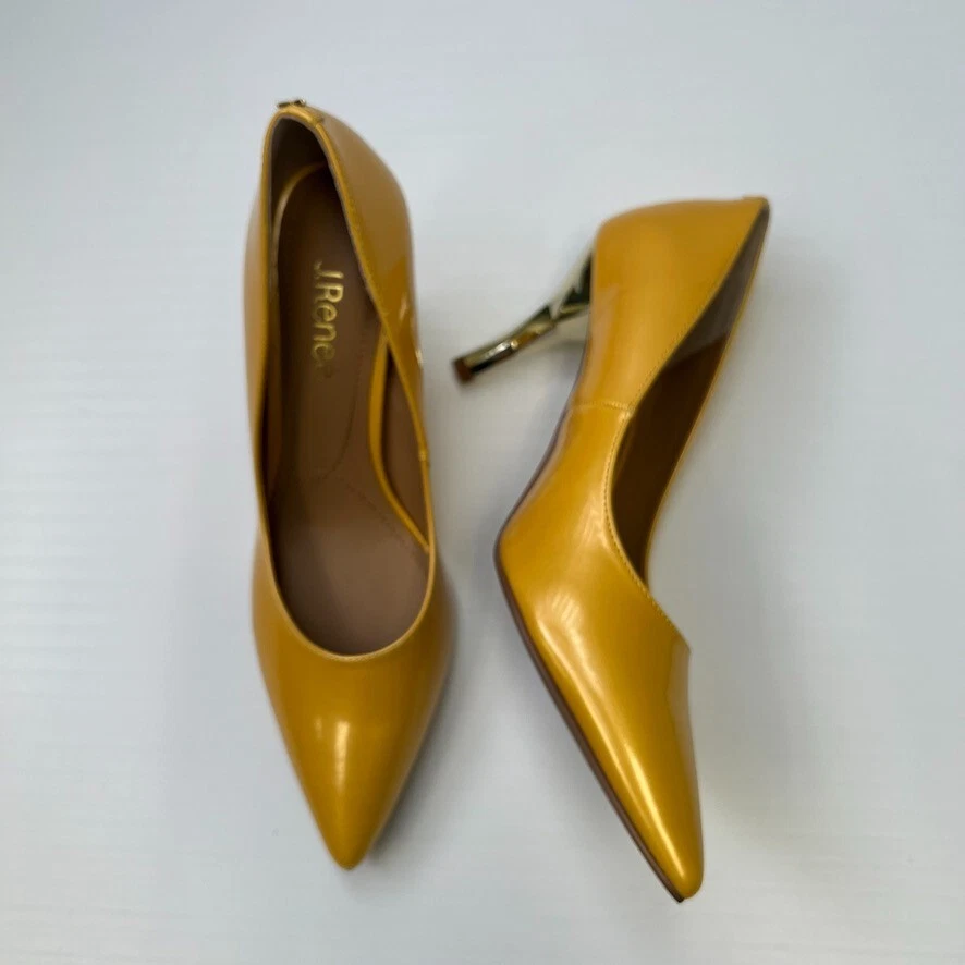 J.Renee Tacón Mujer 8 M Cuero Dorado Brillante Bomba Alto Resort Trabajo Fiesta Núcleo No Foto 2 de 4