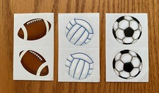 Mrs. Grossman  s Stickers  Football    Volleyball    Soccer Ball  2003 3 mini sheet