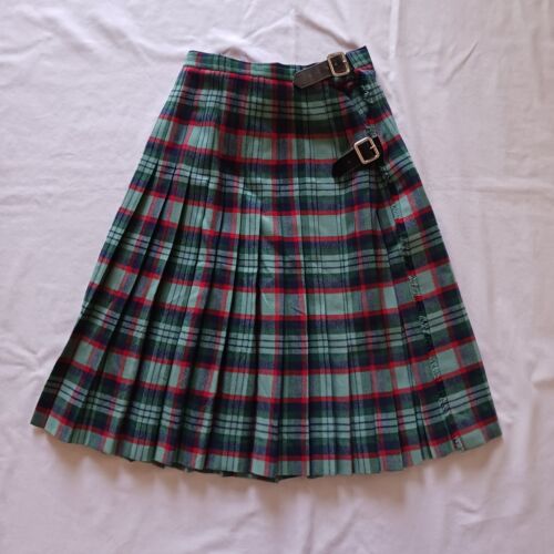 Triminghams VTG Skirt Womens 12 Wool Plaid UK Tartan Pleated Midi - Picture 1 of 6
