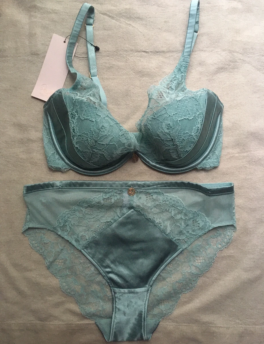 Marks Spencer Rosie Autograph Silk Duck Egg Bra High Leg