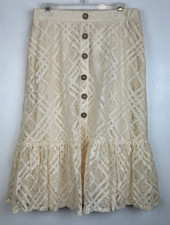 Cottagecore Skirt Womens S Fairy Boho Lace Coquette Midi Romantic Peasant New