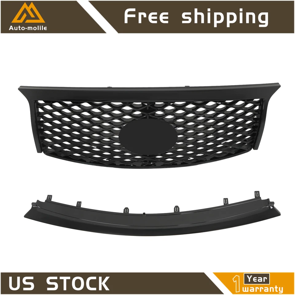 Plastic Gloss Black For 2015-2017 Infiniti QX80 Upper Grille + Lower Bumper Trim - Изображение 3 из 4