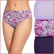 3 Pairs - Jockey SUPERSOFT BREATHE Panties - FRENCH Hi Cut Purple Floral - 9 2XL