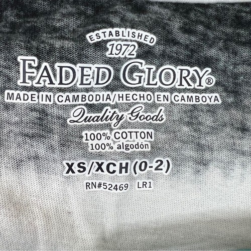 Faded Glory Size XS (0-2) Short Sleeve Scoopneck Black & White Tie Dye T-Shirt - Picture 3 of 4