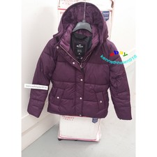 Hollister Hooded Puffer Jacket Coat Purple Womens Size Medium