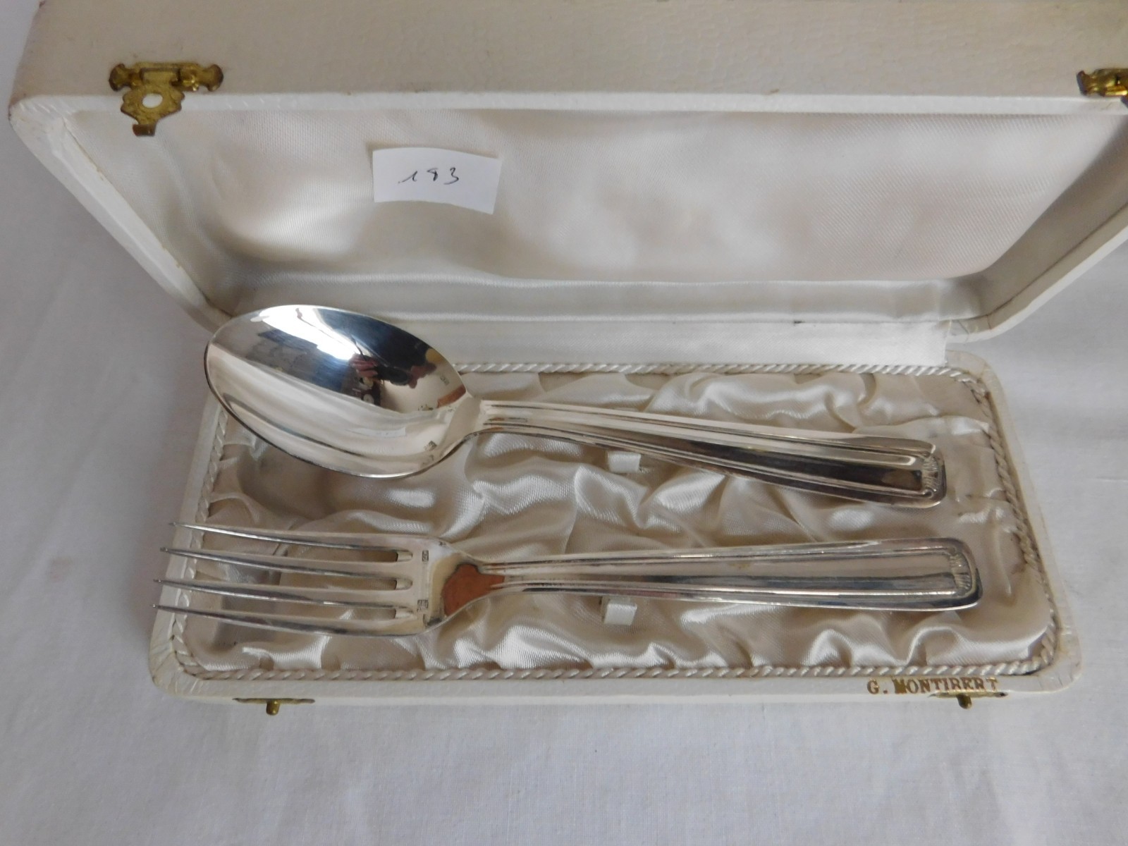 G Montibert Estuche Cubierto Tenedor Cuchara Plateado Filete