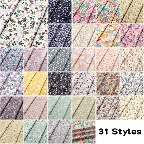 1*1.5m Floral Print Pure Cotton Poplin Fabric DIY Handmade Sewing Dress Cloth - Picture 3 of 41