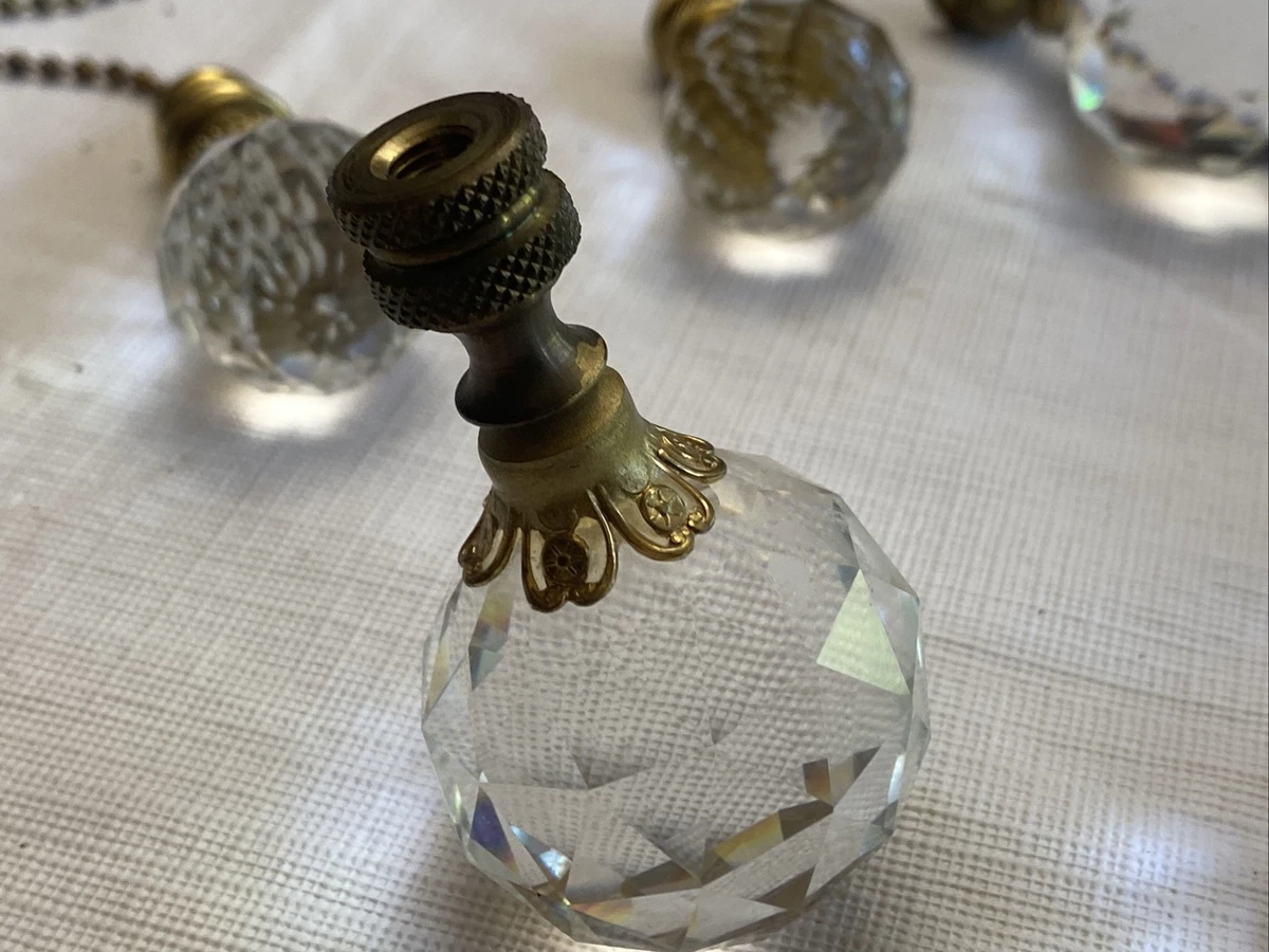 7 Lamp Finial Faceted crystal ball lamp finials w solid brass dual
