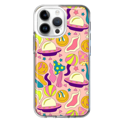 MUNDAZE Case for Apple iPhone 13 Pro Max Trippy Pink Purple Mushroom UFO