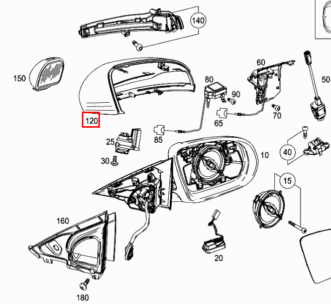 MB W205 Front Right Door Mirror Cover Cap A09981152009149 RHD