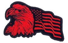 Eagle With American Flag In Red Iron On Sew On Embroidered Patch 3 3/4"X 2 3/8"