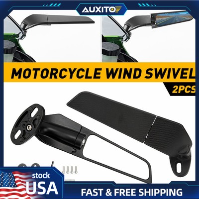 Motorcycle Wind Swivel Stealth Rear Wing View Mirror Side Fit Honda plastic ABS