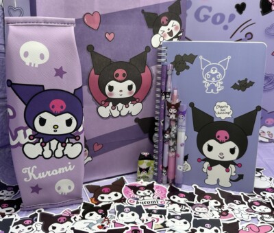 KUROMI Geschenktüte Notizbuch Federmäppchen Aufkleber Schreibwaren Set SANRIO Konvolut