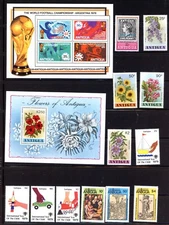 ANTIGUA--Collection of 21 Stamps and 2 Souvenir Sheets