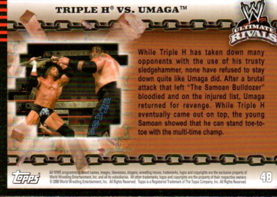 2008 Topps WWE Ultimate Rivals Wrestling Card #48 Triple H vs