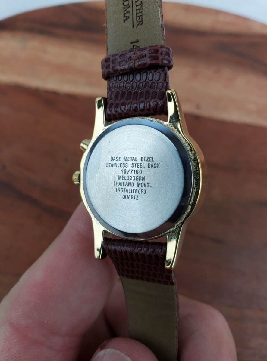 Vintage Anne Klein AK Instalite Quartz Watch Gold Tone White Dial Brown Leather Anne Klein Wristwatches with Backlight for sale - eBay main image 2