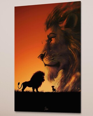 König der Löwen Leinwand Bild Simba Farbig Wandbild XXL Cartoon Pop Art Mufasa