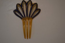 Hair Comb Vintage Blue Rhinestones Celluloid Gorgeous