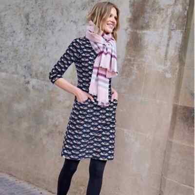 BODEN Christina Corduroy Novelty Animal Print Swan Dress Size 6 | eBay