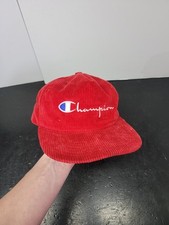 Vintage USA made Champion corduroy Adjustable Hat Dark Red Burgundy Retro Cap