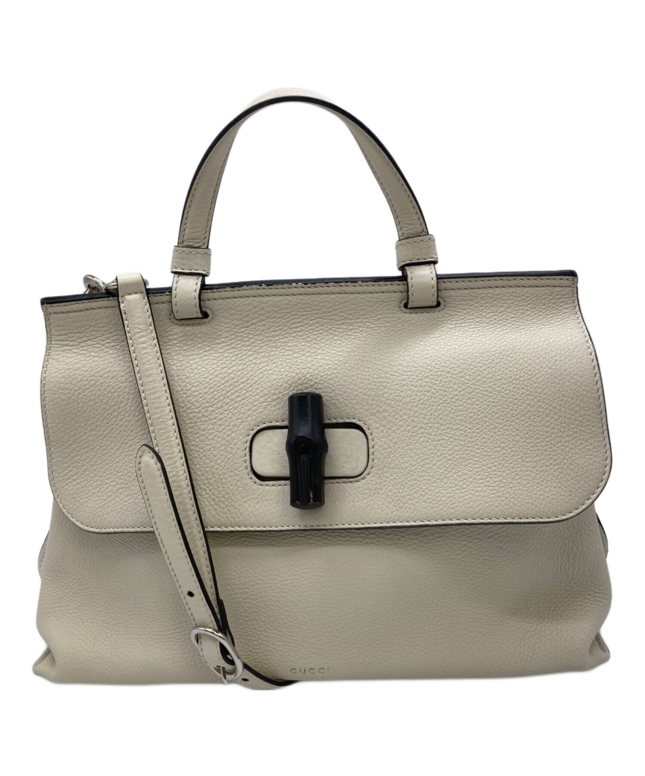 Gucci Bamboo Daily Medium Handbag Ivory Leather 392013 Italy Shoulder SN2574 thumbnail 21