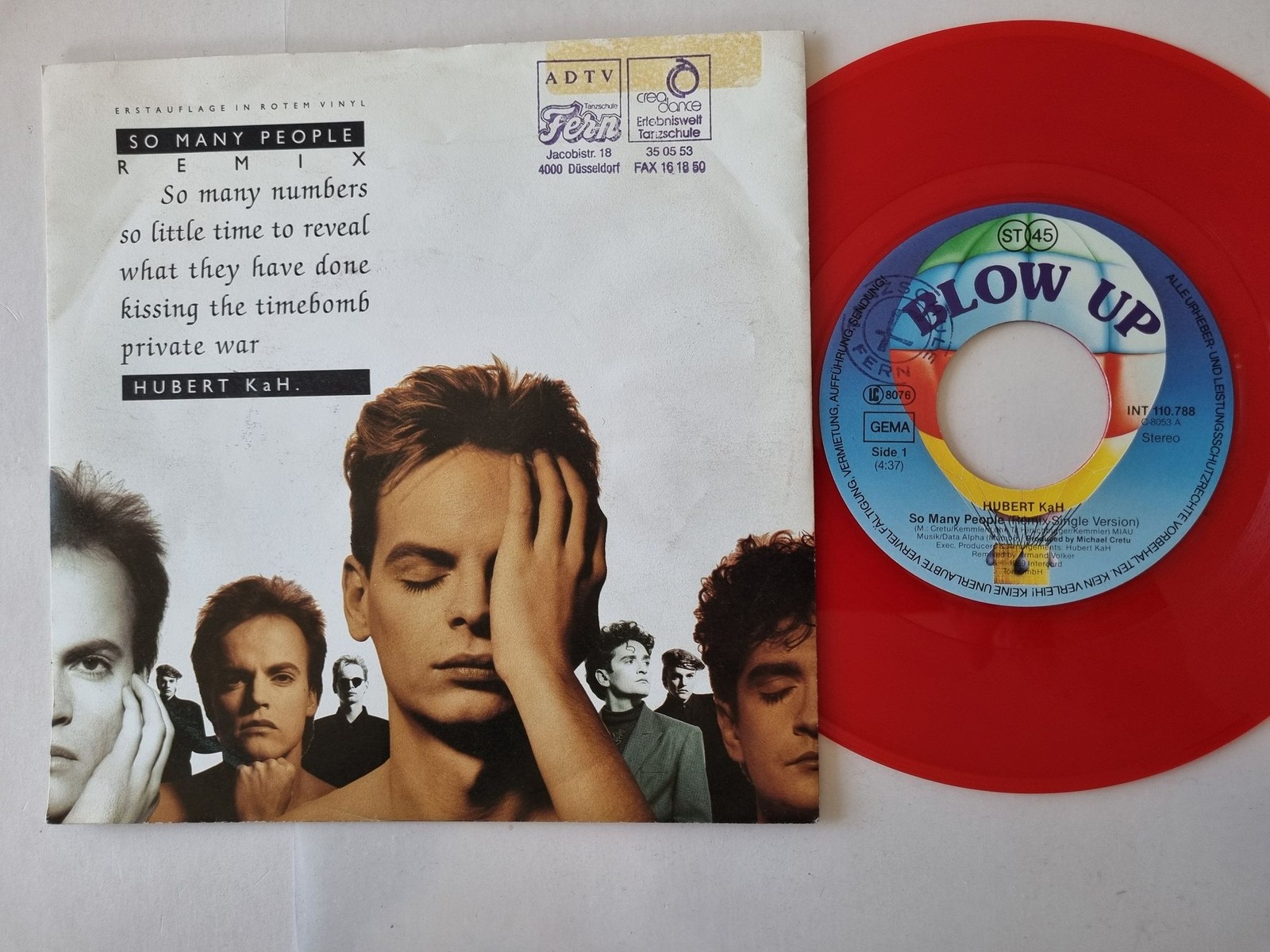 Hubert Kah - So Many People (Remix) 7'' Vinyl Germany RED VINYL