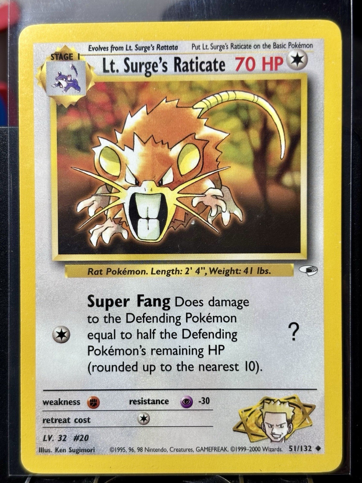 Lt. Surge's Raticate - REG - Pokémon TCG - Gym Heroes - 51/132 - UNCOMMON ~ NM