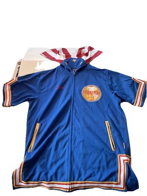 harlem globetrotters warm up Jersey Y2K Blue NYC  America Flag Hood Xl