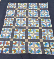 Vintage Beautiful Quilt Different Pieces Hand Woven size 81x64 inches