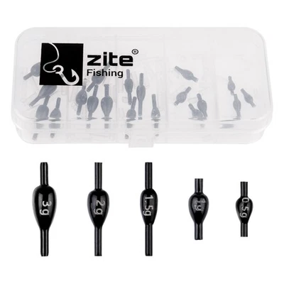 Forellenblei Fixdrops Set 25 STK + Sortierbox 0,5-3g schwarz Angeln Zite Fishing