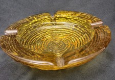 Anchor Hocking Ashtray Soreno Gold Amber Glass 6-1/4” MCM VTG