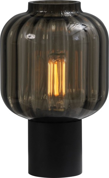 Tischlampe Tischleuchte Schwarz 31 Cm Hoch Ø 20 Cm Glas Metall Kabelschalter E27-image
