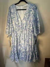 Taylor V-Neck Floral Dress with Ruffle Hem and Tie Size 16 New With Tags