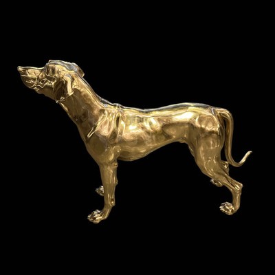 Handcrafted Italian Solid Brass Pointer Dog Sculpture