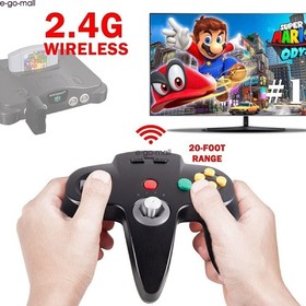 2.4G Wireless N64 Controller Rechargeable Gamedpad w/Rumble Pak for Nintendo 64