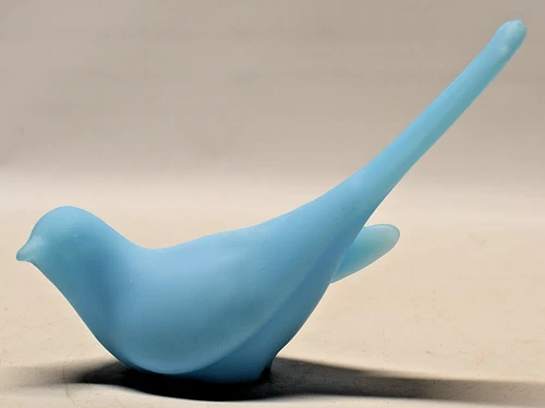 FENTON Blue Satin Glass Bird