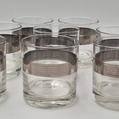 8 VTG Custom Thorpe Roly Poly Old Cocktail Glasses Doctor ECG Stock Market Chart