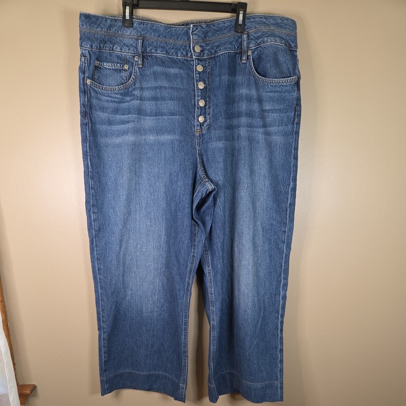  Ralph Lauren Black Label Jeans Womens Size 20 Wide Leg Buttonfly Minimalist 