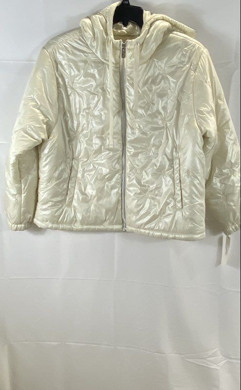 Kenneth Cole Women's Cream Star Quilted Hooded Puffer Jacket Sz XL NWT