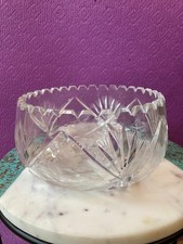 Large Vintage Cut Crystal Bowl – Heavy Lead Glass Starburst Centrepiece