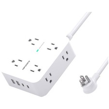 5ft Power Strip with 8 AC Outlets  4 USB Ports - Wall Mountable and Compact