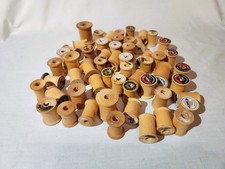 Lot of 57 Vintage Empty Wooden Sewing Thread Spools   various sizes