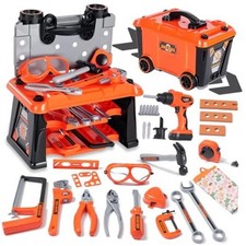 Kids Tool Set with Box and Electronic Toy Drill, Pretend Kids Play Workbench